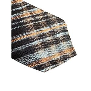 Vintage Beau Brummell Lazarus Woven Necktie Black Blue Gold 58" x 4" Imported